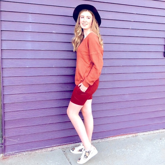 SALE! NEW! Rust Brick Red Spandex Bike Shorts - Picture 3 of 13